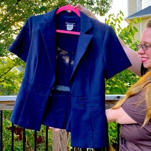 Short sleeved Jacket, Navy, Spago Collection, Size 8